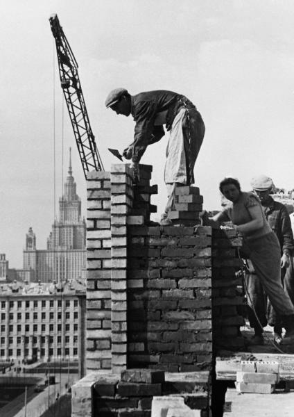 Строительство Юго-Запада Москвы. Вид на Университет, 1956 - 1957, г. Москва