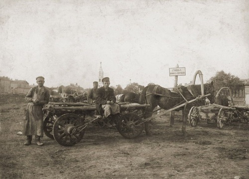 Стоянка ломовых извозчиков на Сенной площади, 1895 - 1904, г. Рязань
