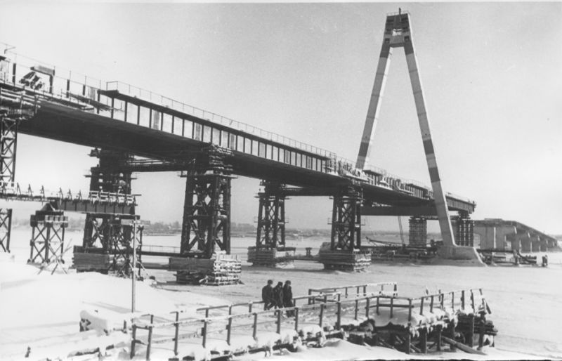 Строительство моста через Шексну, 1976 год, Вологодская обл., Череповецкий р-н, г. Череповец