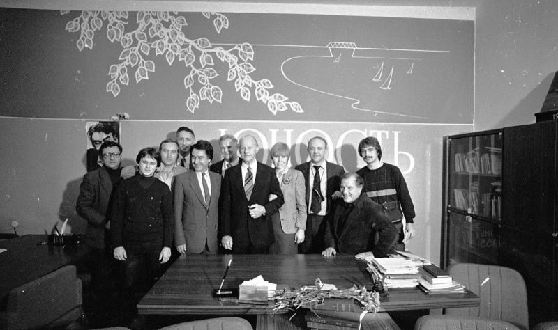 Тур Хейердал и Юрий Сенкевич в «Юности», 1984 год, г. Москва