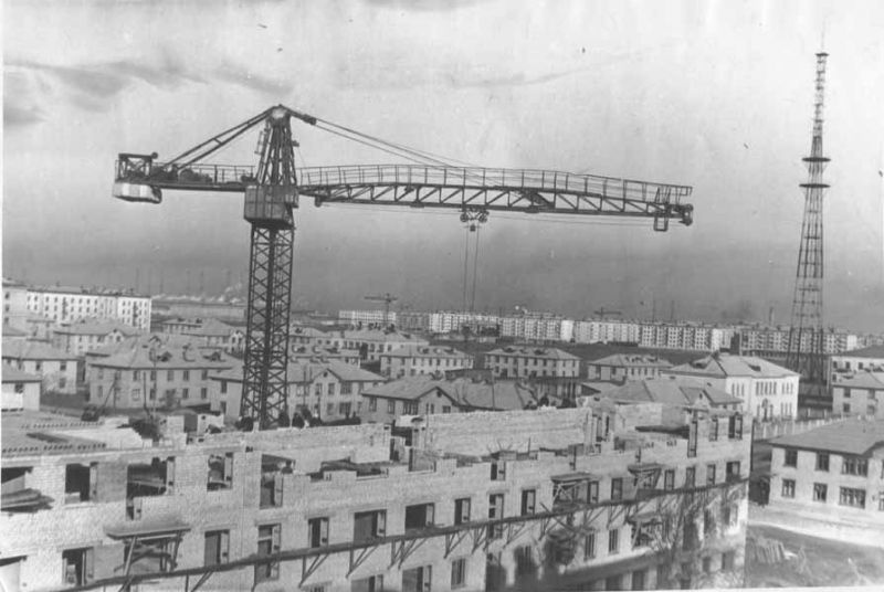 Строительство домов по улице Курманова, 1961 год, г. Череповец