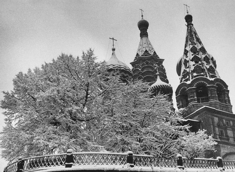 Собор Василия Блаженного зимой, февраль 1994, г. Москва