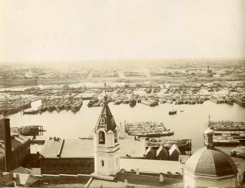 Вид на Оку и ярмарку с Ярилиной горы, 1900-е, г. Нижний Новгород