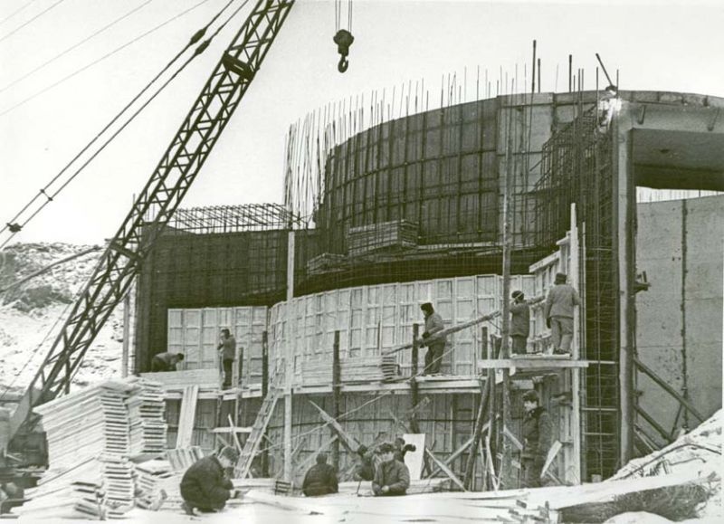 Начало строительства дымовой трубы стана «2000», 1974 год, г. Череповец и Череповецкий район