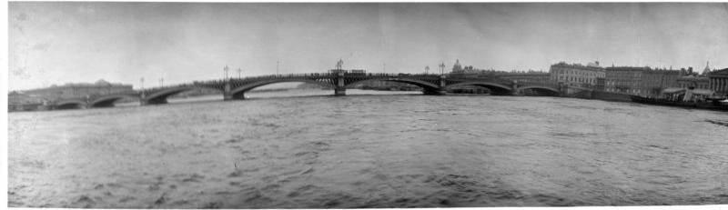 Вид Санкт-Петербурга и моста с Невы, 1910-е, г. Санкт-Петербург