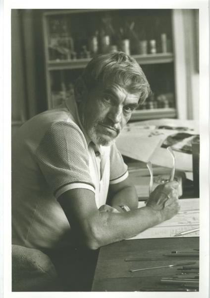 Художник Дмитрий Бисти в мастерской, 1985 год