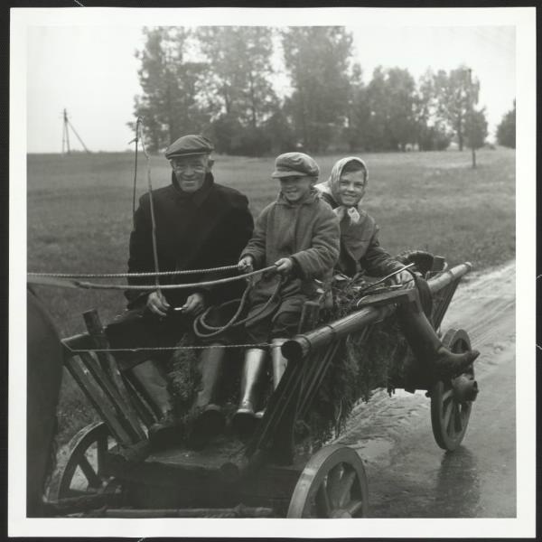 В повозке отца, 1967 год, Литовская ССР, Аукштайтия. Выставка «Отцы и дети» с этой фотографией.