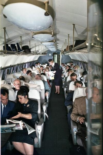 В салоне пассажирского самолета ТУ-104, 1960-е