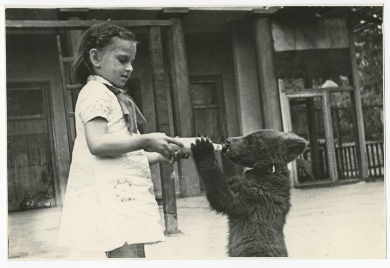 В Московском зоопарке, 1943 год, г. Москва, ул. Б. Грузинская. Выставка «Двойной портрет: человек и природа» с этой фотографией.&nbsp;