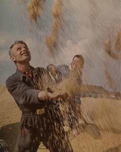 «Демобилизовался!», 1957 год, Краснодарский край, совхоз «Газырский». Из серии «Сельскохозяйственные работы на юге России».&nbsp;Выставка «Целина: всесоюзный аврал»&nbsp;и видео&nbsp;«Пиар-кампания "Целина"» с этой фотографией.&nbsp;
