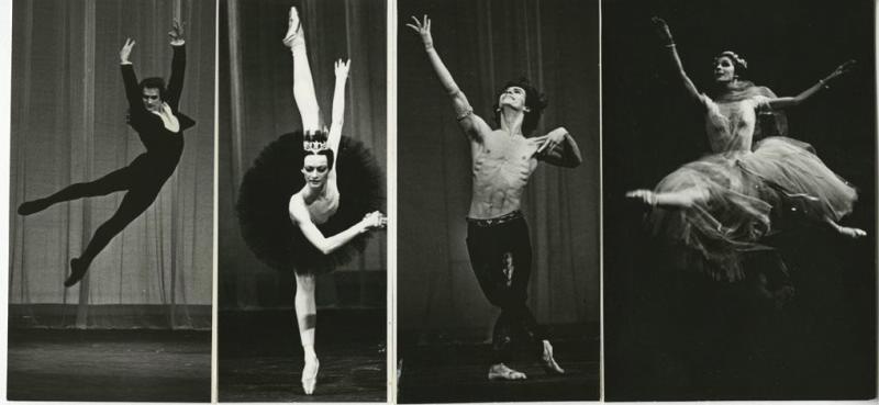Победители IV международного конкурса артистов балета, 1 июня 1981 - 1 июля 1981. Ирек Мухамедов, Алла Артюшкина-Ханиашвили, Янис Пикиерис, Маргарита Перкун-Бебезичи.Выставка «Ballet Époque» с этой фотографией.