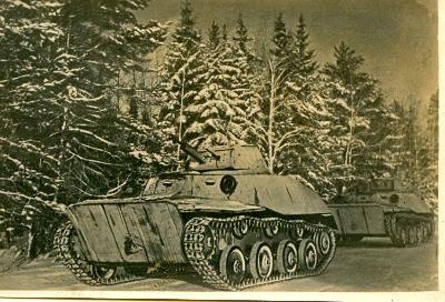 «Танкетки пробираются опушкой леса на разведку в тыл врага», 1941 - 1945