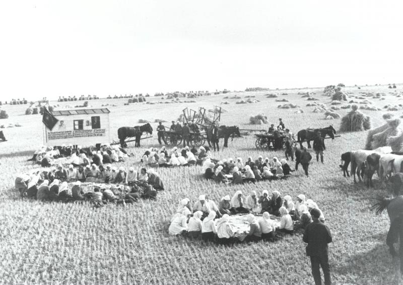 На полевом стане. Обед в поле, 1934 год, Украинская ССР