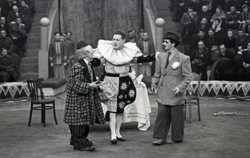 Цирк. Клоуны: Сергей Любимов, Владимир Гурский и Константин Берман, 1948 - 1953, г. Москва