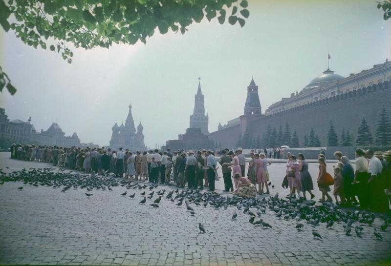 Очередь в Мавзолей, июнь - август 1954, г. Москва