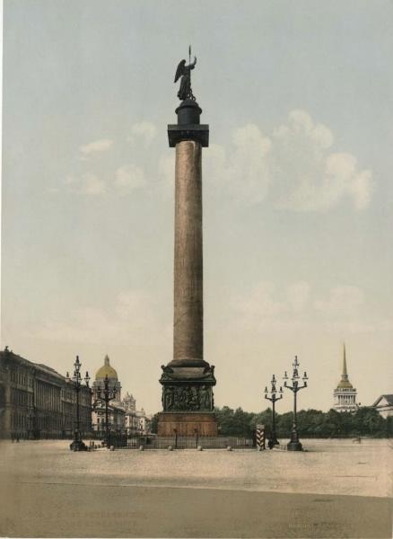 Александровская колонна, 1896 - 1897, г. Санкт-Петербург. Архитектор памятника – Огюст Монферран, скульптор – Борис Орловский, колонна воздвигнута в 1834 году в память о победе Александра I над Наполеоном.