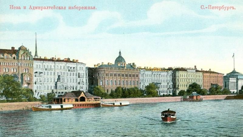 Нева и Адмиралтейская набережная в Санкт-Петербурге, 1900-е, г. Санкт-Петербург, Адмиралтейская наб.
