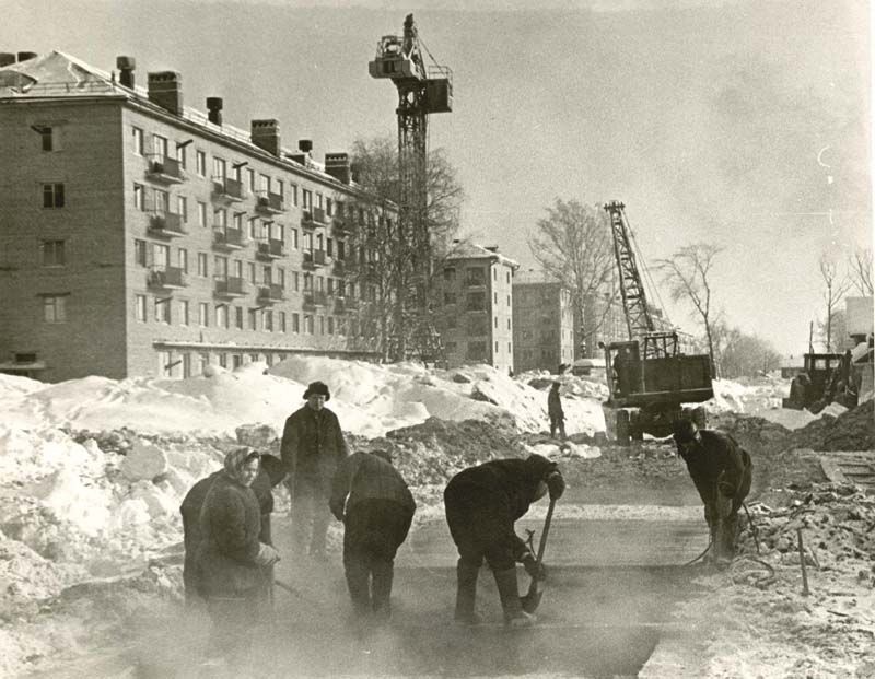 Московский проспект строится, февраль 1965, г. Череповец