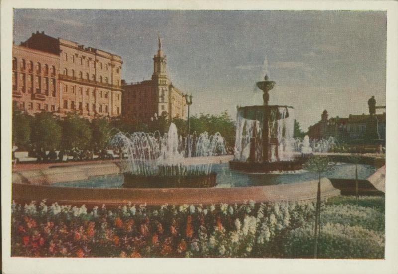Фонтаны на Пушкинской площади, 1952 год, г. Москва