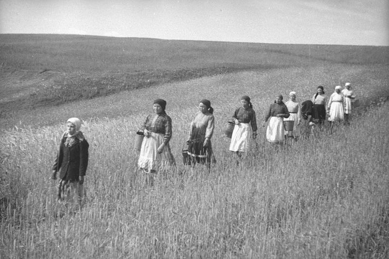Выход на работу (на сортовую прополку), 1938 год, Куйбышевская обл.. Ныне Самарская область.