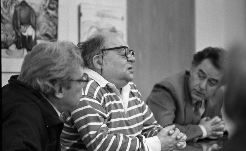 Наум Коржавин и Андрей Дементьев в редакции журнала «Юность», январь 1989, г. Москва