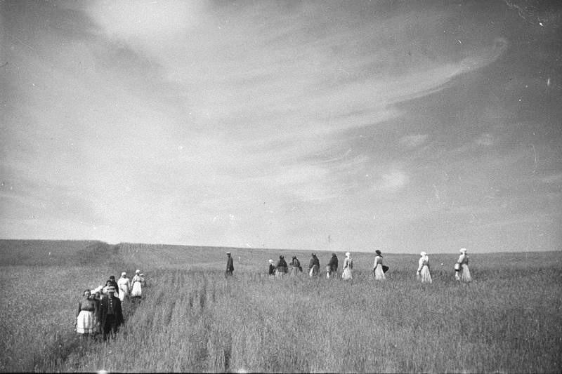 Выход на работу (на сортовую прополку), 1938 год, Куйбышевская обл.. Ныне Самарская область.