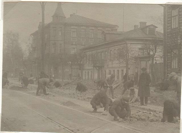 Ремонт трамвайных путей в Сокольниках, 1930-е, г. Москва