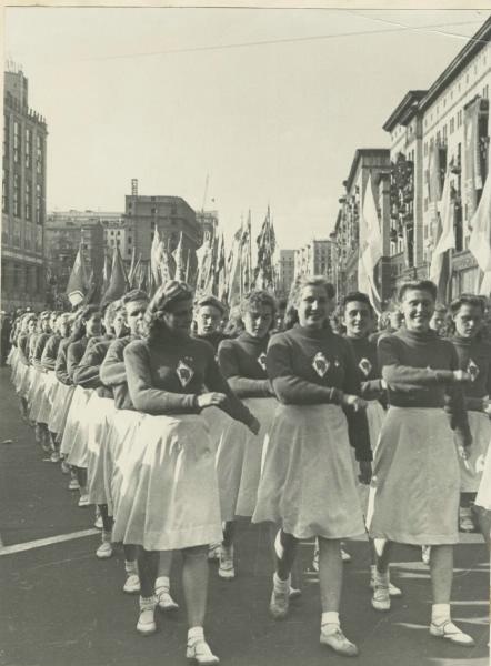 Физкультурный парад в Москве, 1947 - 1948, г. Москва. Ныне улица Тверская.