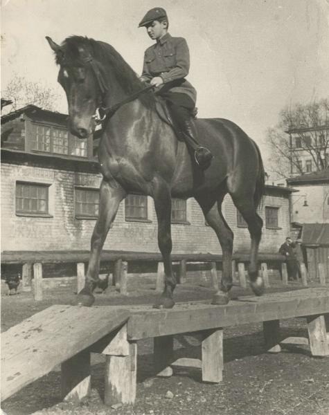 Юный наездник Володя Микоян, 1938 год, г. Москва. Конно-спортивная база.