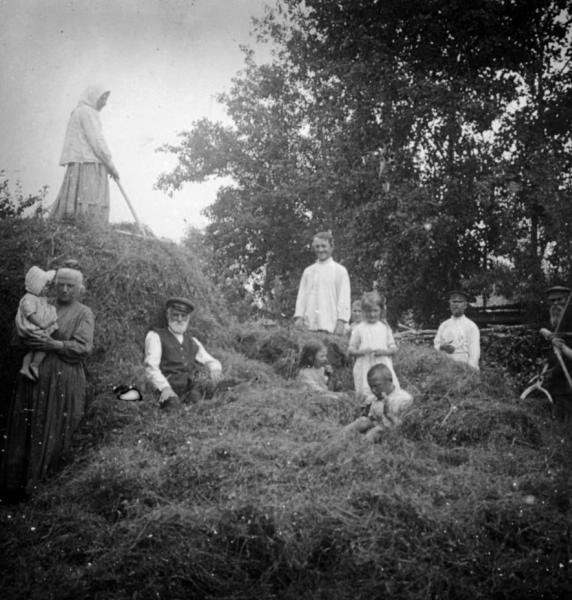 Крестьяне на стогу сена, 1910-е, Владимирская губ., Вязниковский у., с. Станки