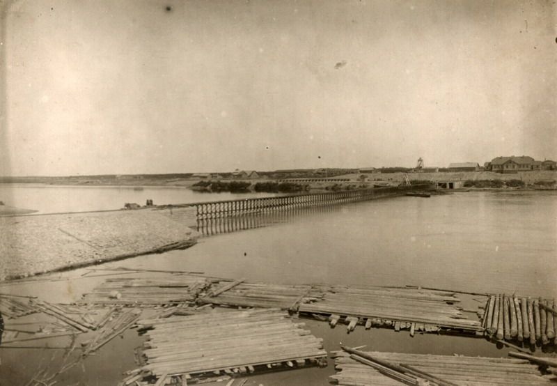 Вид плотины через Шексну, 1900-е, г. Череповец и Череповецкий район