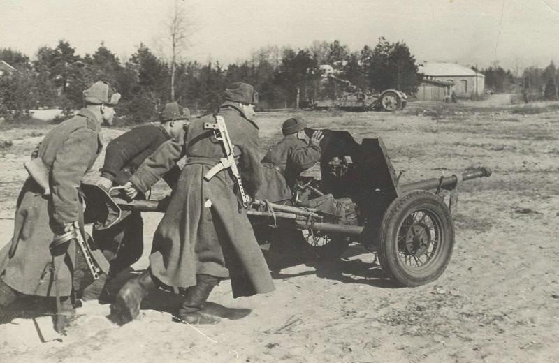 Расчет противотанкового орудия сержанта Д. Капустина, 1943 - 1945