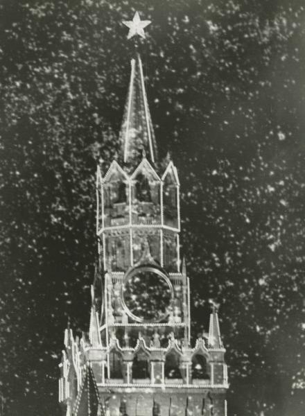 Спасская башня зимой, 1960-е, г. Москва