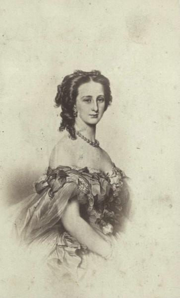 Великая княгиня Александра Иосифовна, урожденная Александра Саксен-Альтенбургская, 1860-е. Предположительно, фотография живописного портрета Великой княгини кисти Франца Винтерхальтера.
