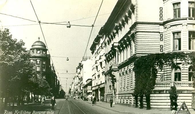 Улица Кришьяна Барона в Риге, 1930-е, Латвийская ССР, г. Рига