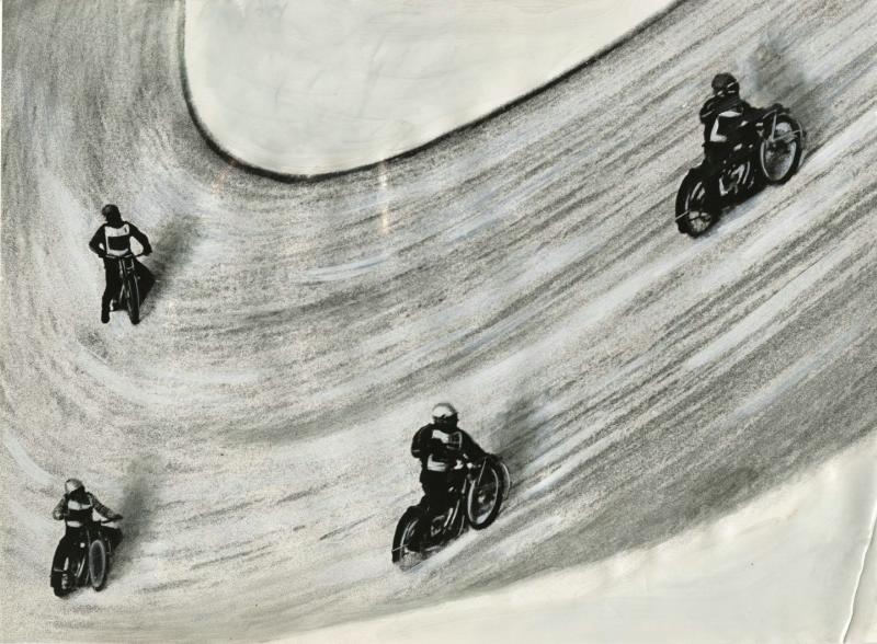 Первенство мира по спидвею, 1975 год. Выставки «Александр Абаза. 15 лучших фотографий» и&nbsp;&nbsp;«Скорость, драйв, мотоцикл – снято!» с этой фотографией.