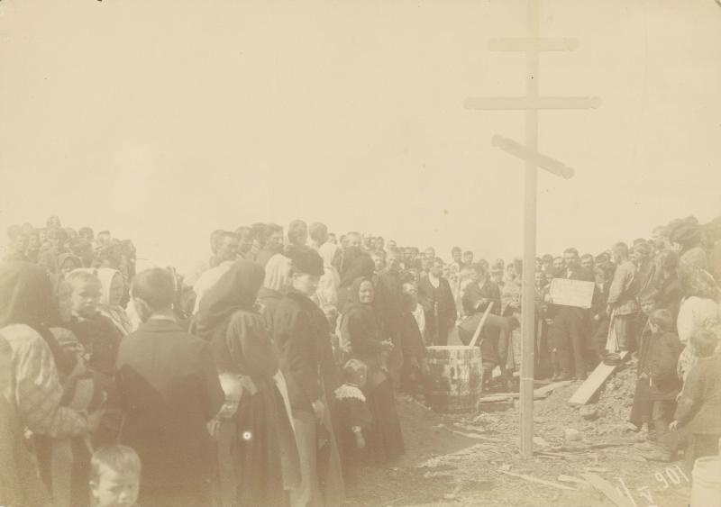 Закладка строительства храма, 1901 год, Новгородская губ., Боровичский у., пос. Кошели