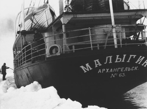 Корабль «Малыгин» в арктических льдах, 14 октября 1931