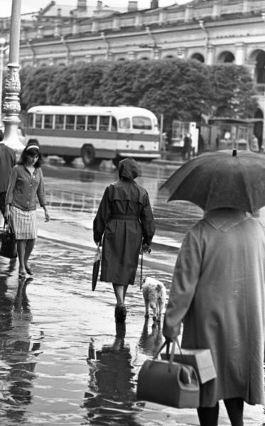 Женщина с собакой на улице, 1960-е, г. Ленинград