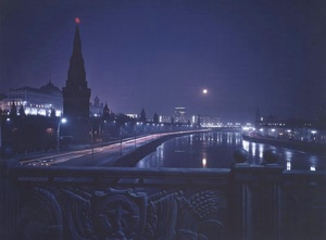 Вечерняя Москва, 1980-е, г. Москва. Выставки:&nbsp;«10 фотографий с Луной»,&nbsp;«Ночная Москва» с этим снимком.&nbsp;