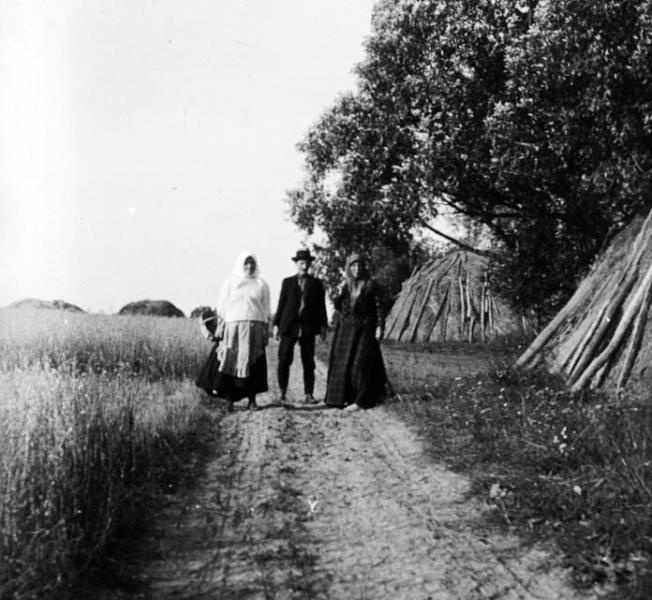 Трое крестьян на сельской дороге, 1910-е, Владимирская губ., Вязниковский у., с. Станки