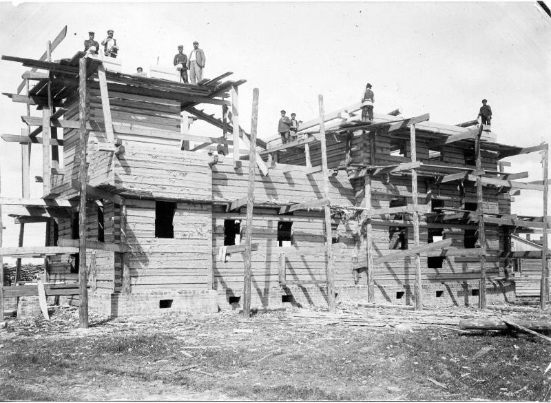 Строительство церкви, 1901 год, Новгородская губ., Боровичский у., пос. Кошели