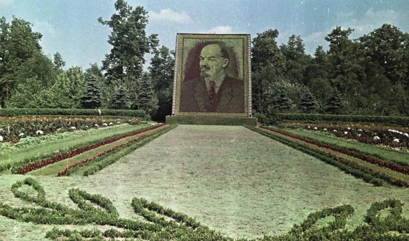 Портрет Владимира Ленина, составленный из растений, 1960-е, г. Москва
